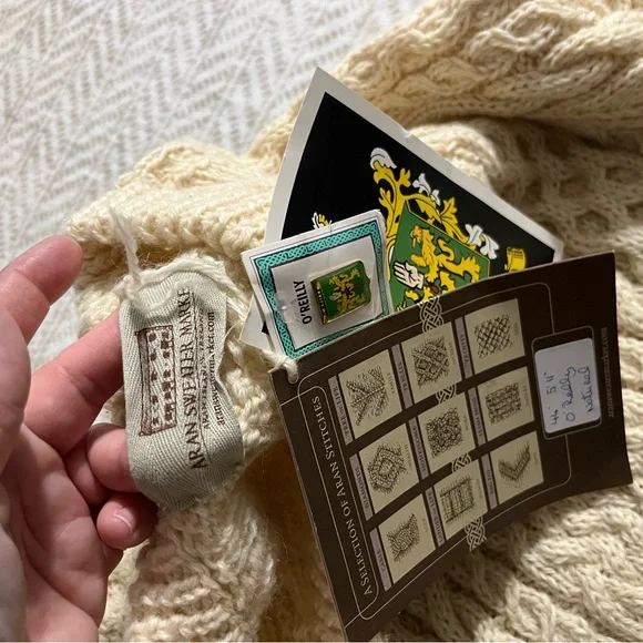 Una O'Reilly Aran Sweater Size XL Cream Wool Ireland Chunky Knit Pullover - Picture 5 of 11